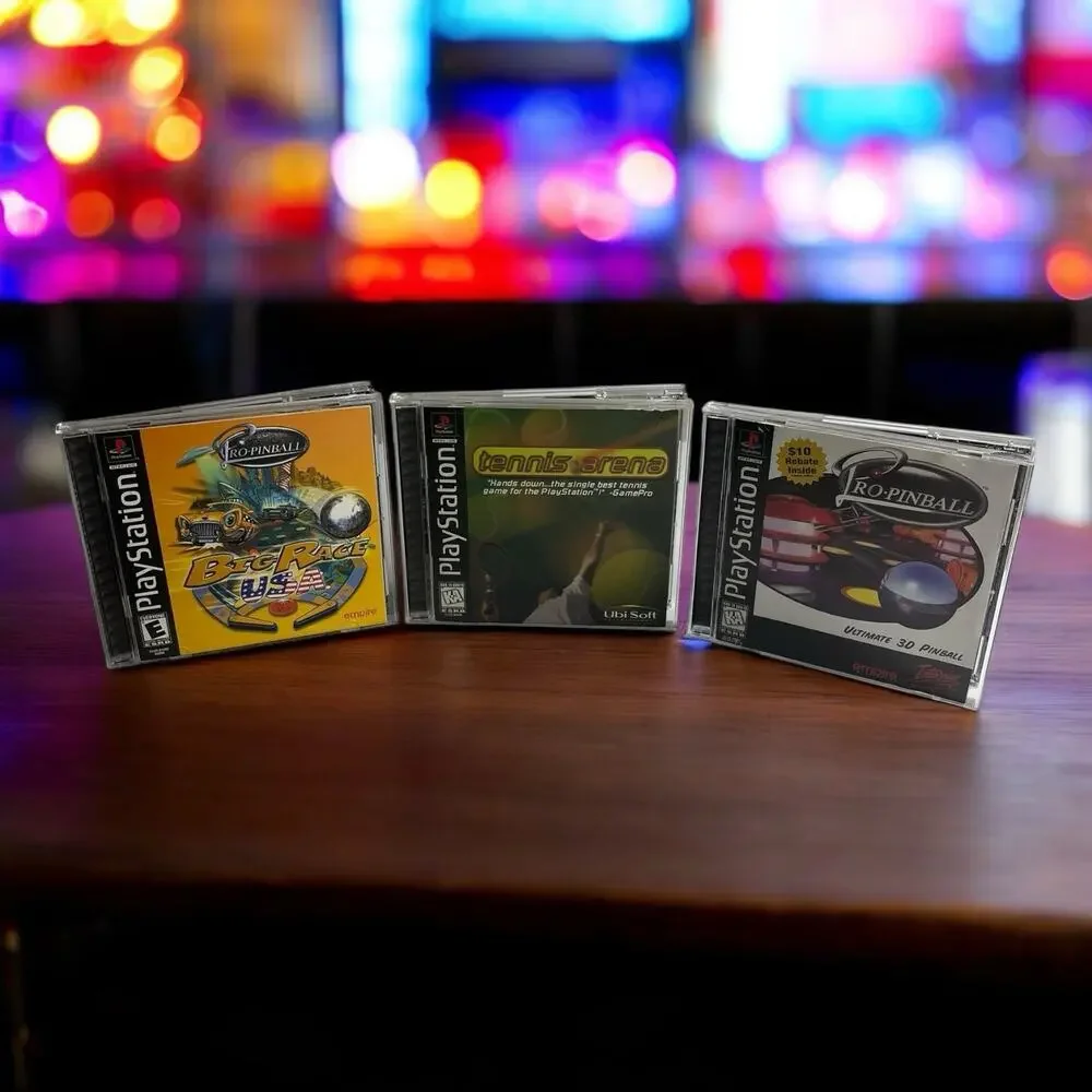 PlayStation 1 PS1 Pro Pinball Big Race 3D Tennis Arena Game CIB‎ Bundle Lot 3